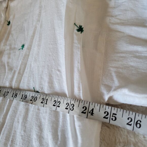 Forever 21+Top Womens Palm Print Button Up Shirt 0X Plus Size White Long Sleeve - Picture 5 of 6